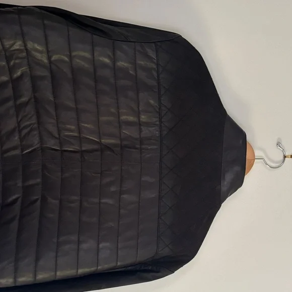 Men's Black Leather Bomber Jacket XL - Picture 8 of 16